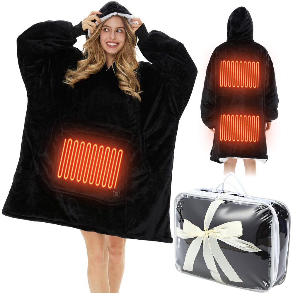 4470 Heated Wearable Blanket Cloth USB Oversized Hooded Blanket Heating